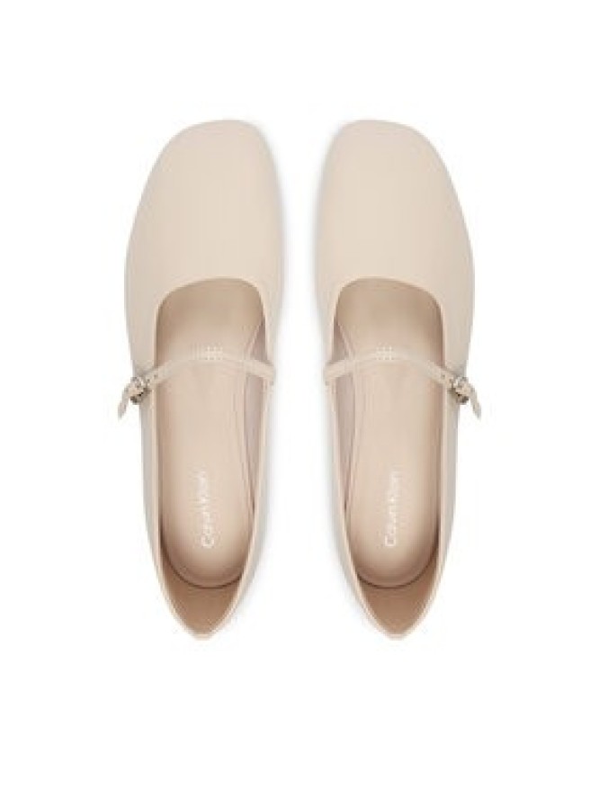 Calvin Klein Baleriny Oblique Ballerina Mj Lth Hdw HW0HW02847 Écru