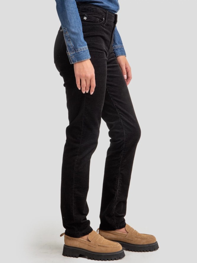 Spodnie damskie sztruks czarne Katrina High Waist Cord 907