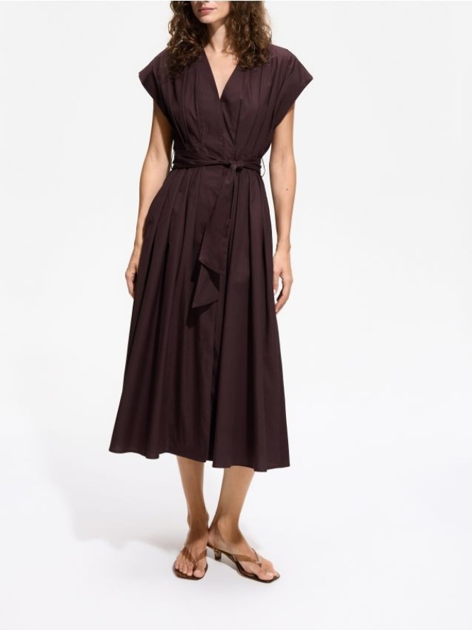 Bawełniana sukienka - ciemnobrązowy