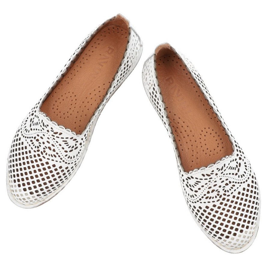 Białe Półbuty Ravini Płaskie Obuwie Damskie