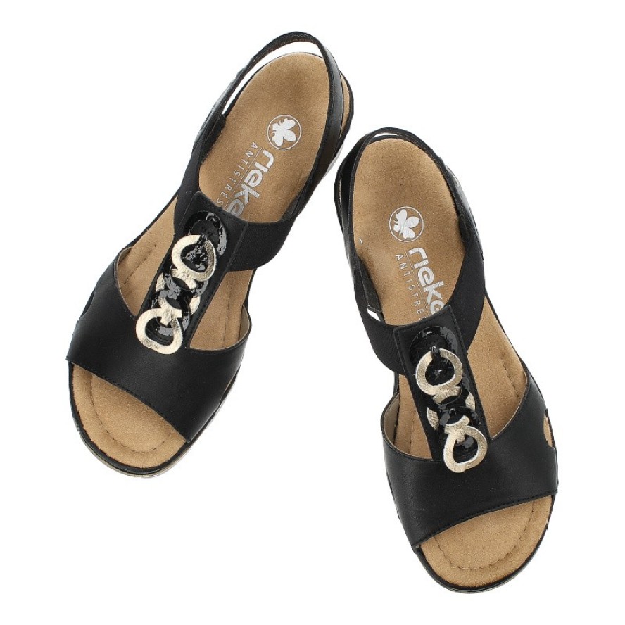 Czarne Sandały Rieker Modne Obuwie Damskie