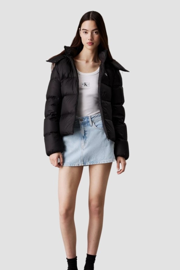 CALVIN KLEIN Czarna damska kurtka z kapturem, Rozmiar XL