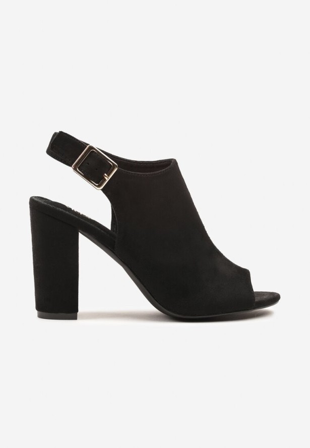 Czarne Sandały na Obcasie Vices ze Skórzaną Wkładką Felunetia