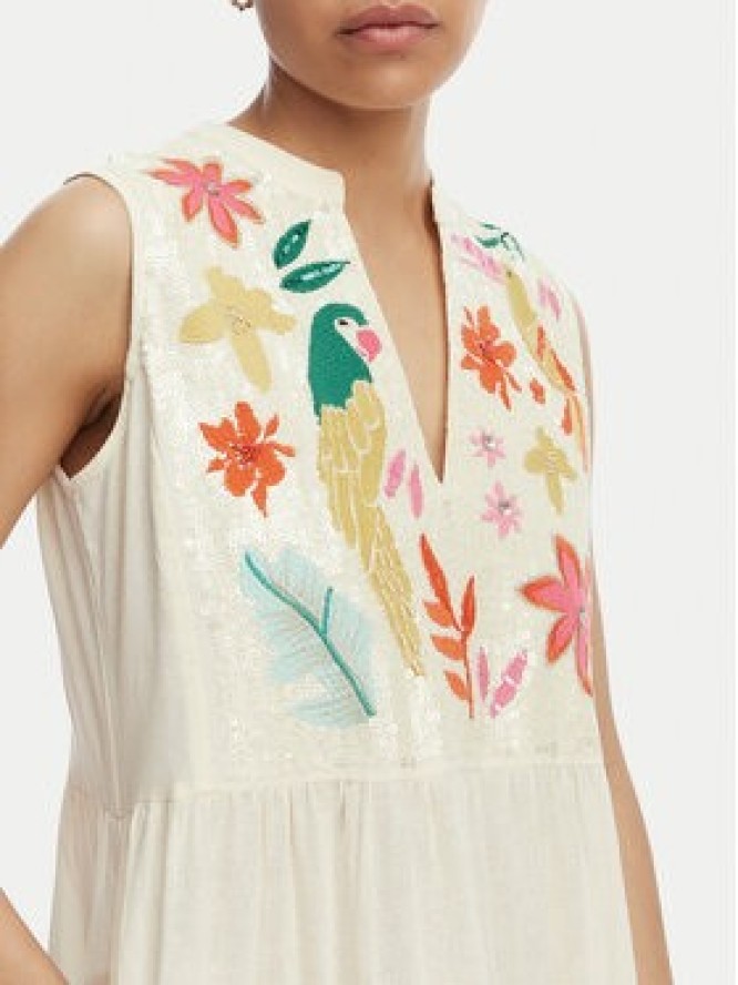 LOLA CASADEMUNT Sukienka letnia LS2616006 Kremowy Relaxed Fit