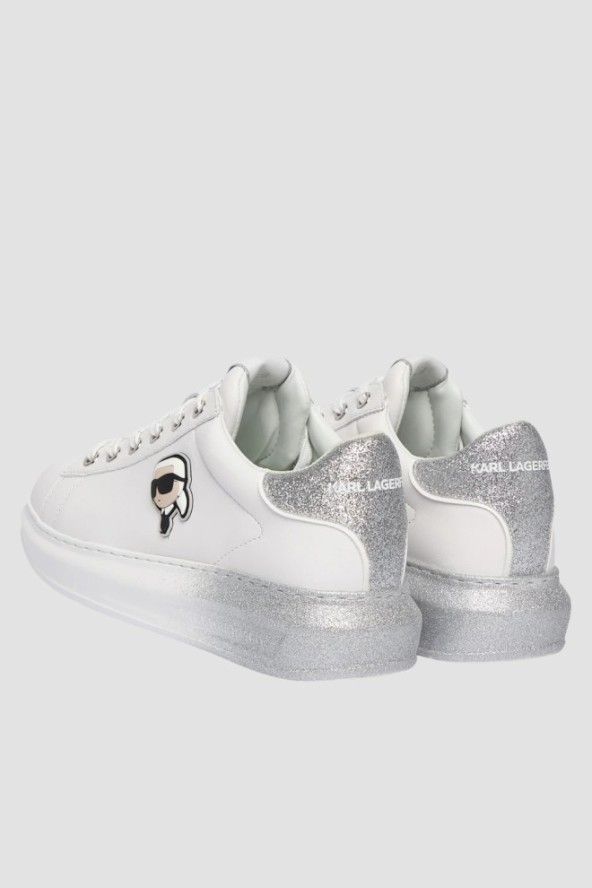 KARL LAGERFELD Białe damskie sneakersy skórzane KAPRI Ombre NFT, Rozmiar 37