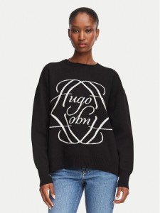 HUGO Sweter Siennale 50562692 Czarny Oversize