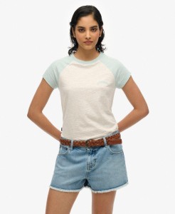 T-shirt z bawełny organicznej z rękawami raglanowymi i logo dla kobiet Superdry