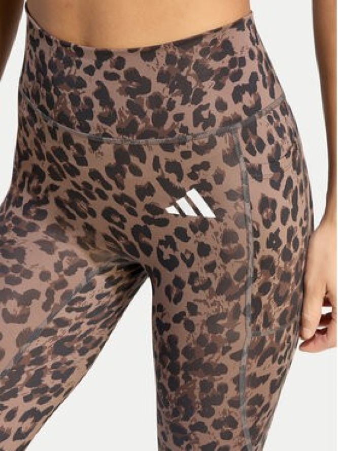 adidas Legginsy Optime Essentials 3-Stripes KZ2520 Brązowy Slim Fit