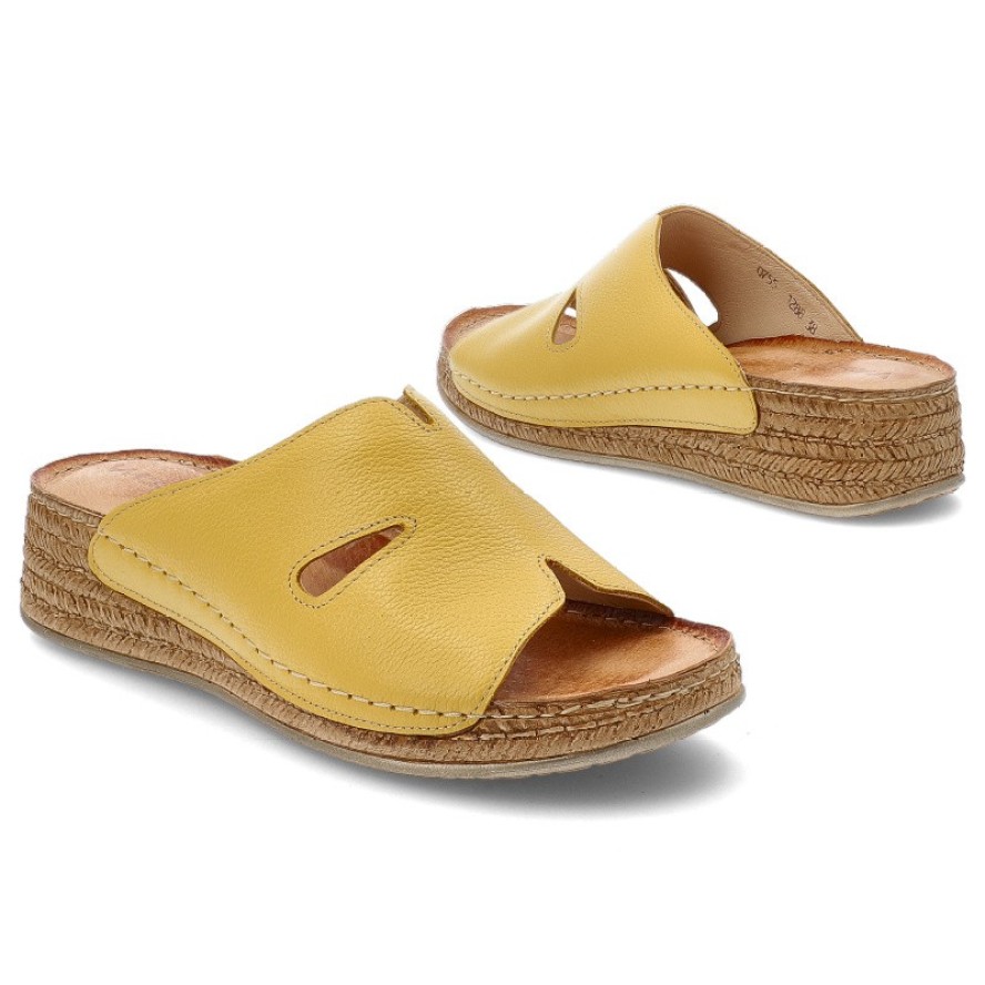 Żółte Klapki Wasak Stylowe Obuwie Damskie