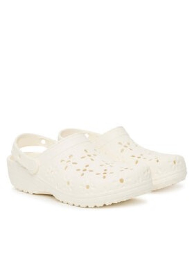 Crocs Klapki Classic Floral Cut-Out Clog 210927 Écru