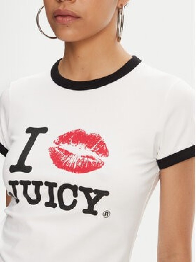 Juicy Couture T-Shirt I Kiss JCWCT125318 Biały Slim Fit