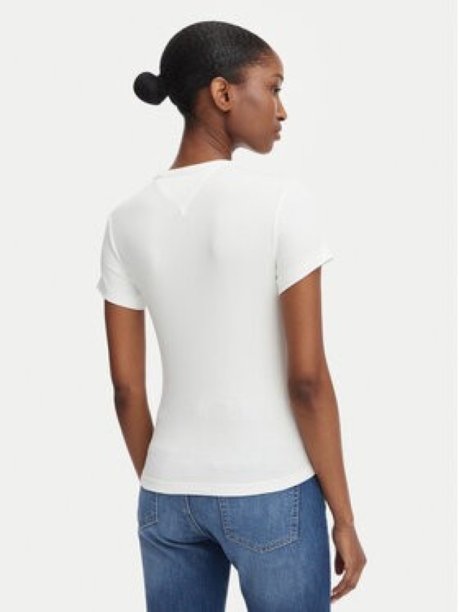 Tommy Jeans T-Shirt Script Rib DW0DW22809 Kremowy Slim Fit