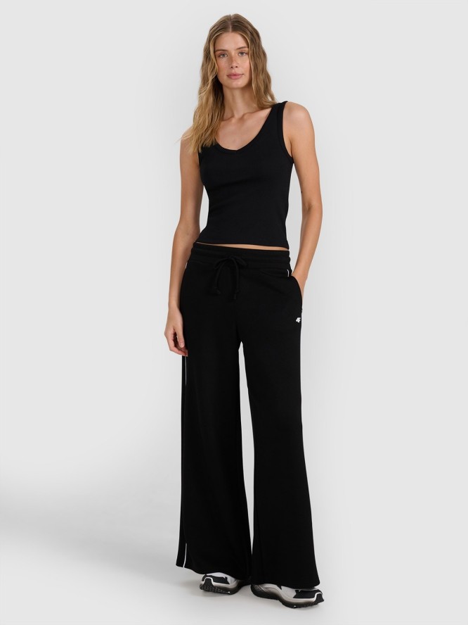 4F Top slim z prążkowanej dzianiny damski - czarny XS