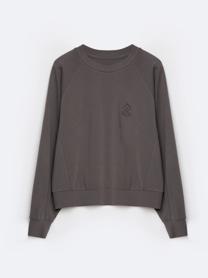 Bluza damska z haftem na piersi szara Mindy 903