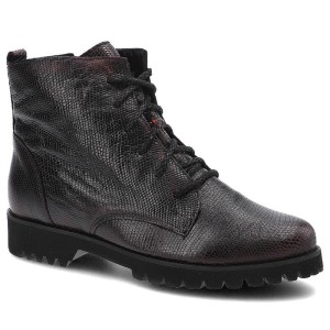 Botki damskie Maciejka, ocieplane ze skóry licowej i na płaskiej podeszwie, bordowe, 02674-23-00-3