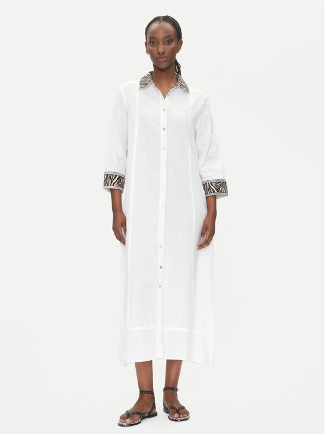 LOLA CASADEMUNT Sukienka koszulowa LS2516042 Biały Relaxed Fit