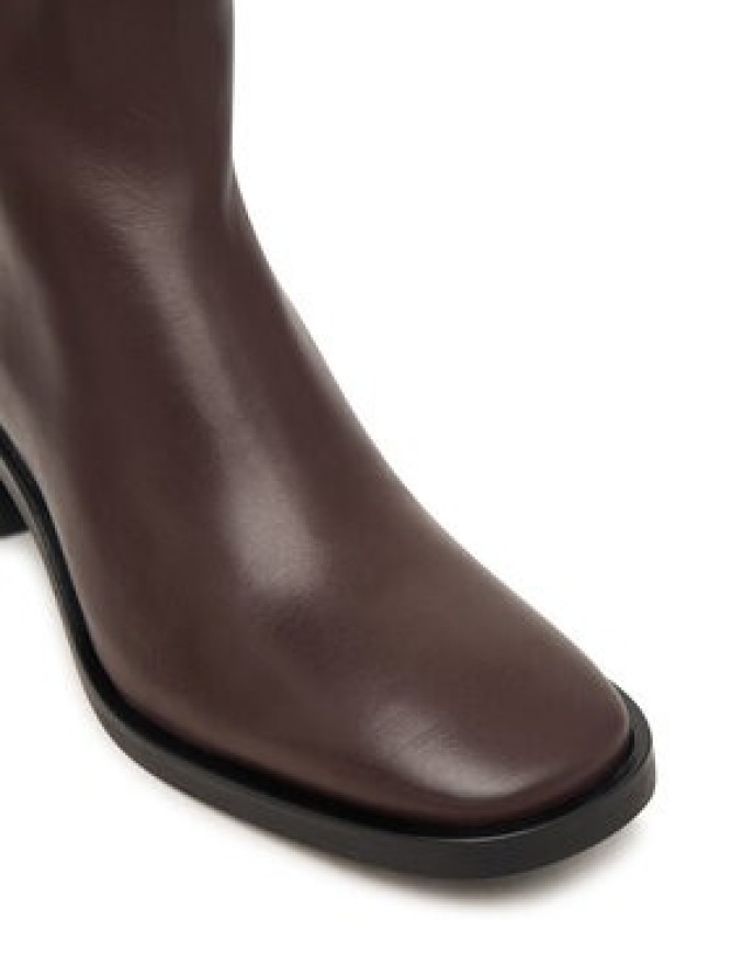 Calvin Klein Botki Block Heel Ank Boot Lth Hdw HW0HW03171 Brązowy