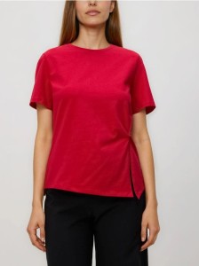 T-shirt z ozdobnym detalem - czerwony