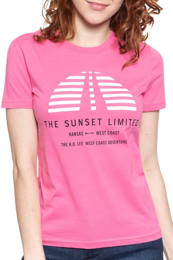 LEE T SHIRT DAMSKI SUNSET TEE CHROME PINK L42XEPNE 112109515