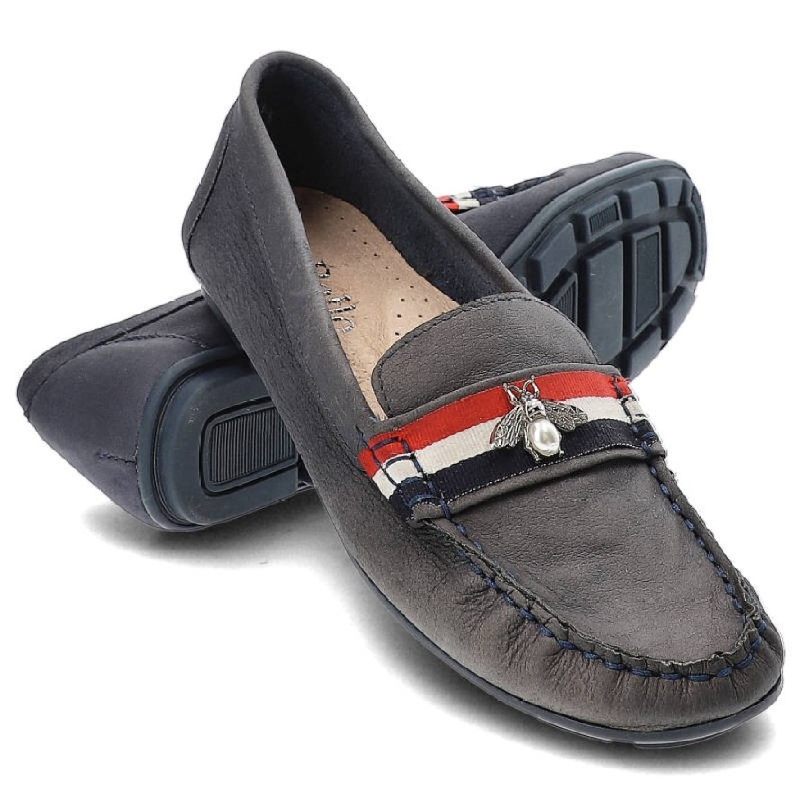 Granatowe Mokasyny Chebello Damskie Wygodne Buty