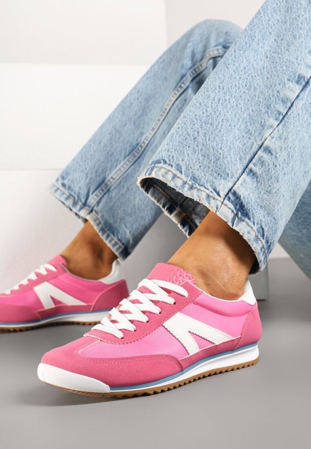 Fuksjowe Sneakersy Ozdobione Geometrycznym Wzorem Teroti