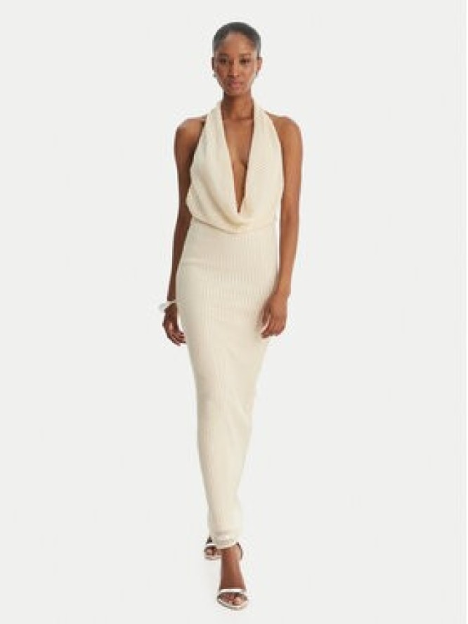 Bardot Sukienka wieczorowa Nola 59814DB2 Beżowy Slim Fit