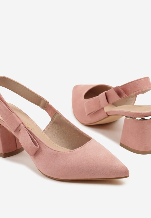 Różowe Sandały Vices na Obcasie ze Skórzaną Wkładką Bez Pięty Vevazira