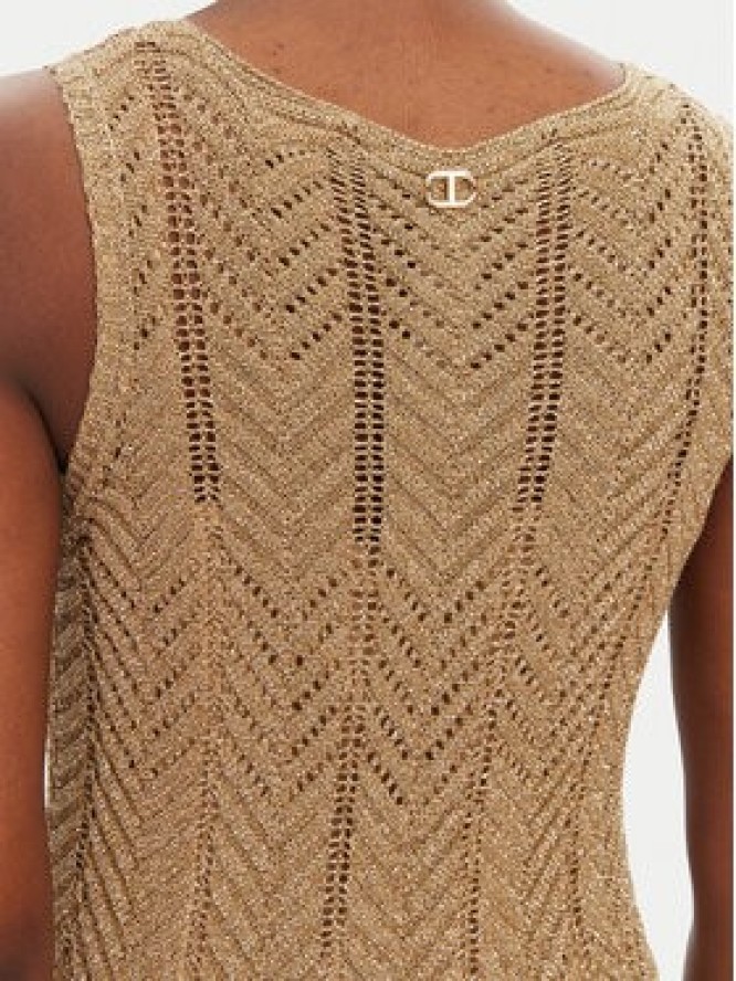 TWINSET Sukienka dzianinowa 251TT319A Beżowy Slim Fit