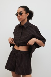 Szorty w paski w kolorze BROWN ESPRESSO - SHELLY