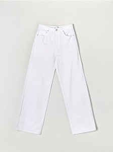 Jeansy wide leg high waist - biały