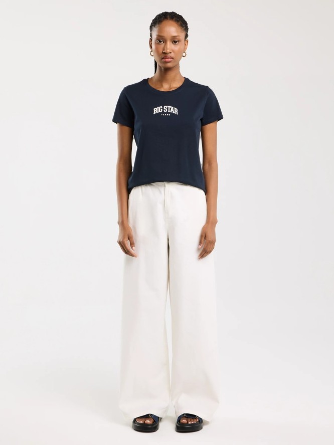 Koszulka damska bawełniana z nadrukiem granatowa Benea 403