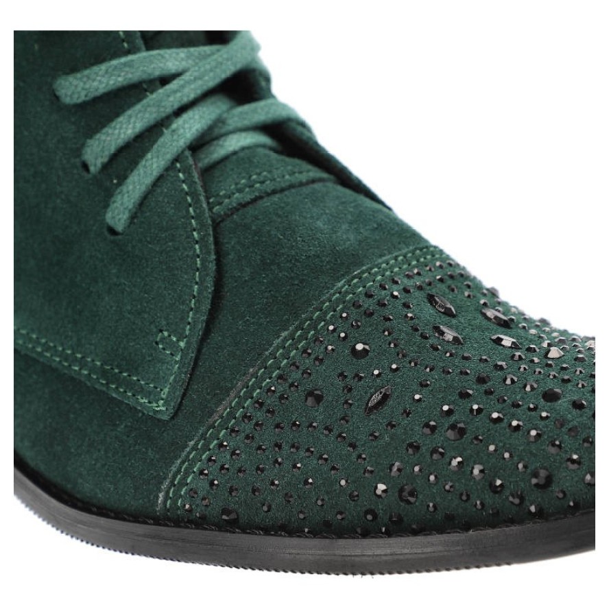 Zielone Botki Exquisite Damskie Stylowe Obuwie