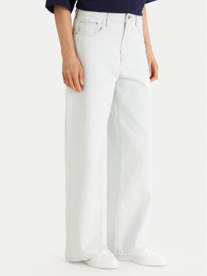 Calvin Klein Jeans Jeansy LV047F738G Biały Wide Leg