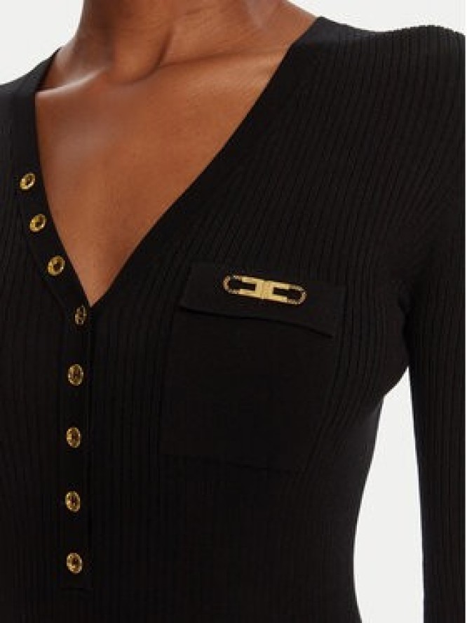 Elisabetta Franchi Sukienka dzianinowa AM-10B-56E2-V390 Czarny Slim Fit