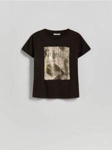 T-shirt z nadrukiem - ciemnobrązowy