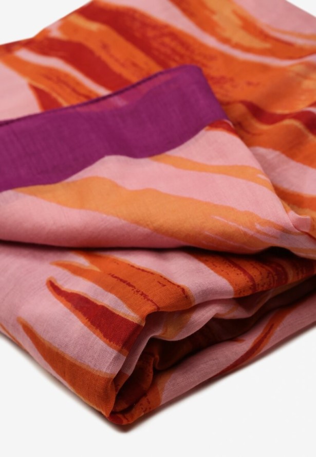 Fioletowo-Różowy Szalik z Bawełny w Ozdobny Print Natsu