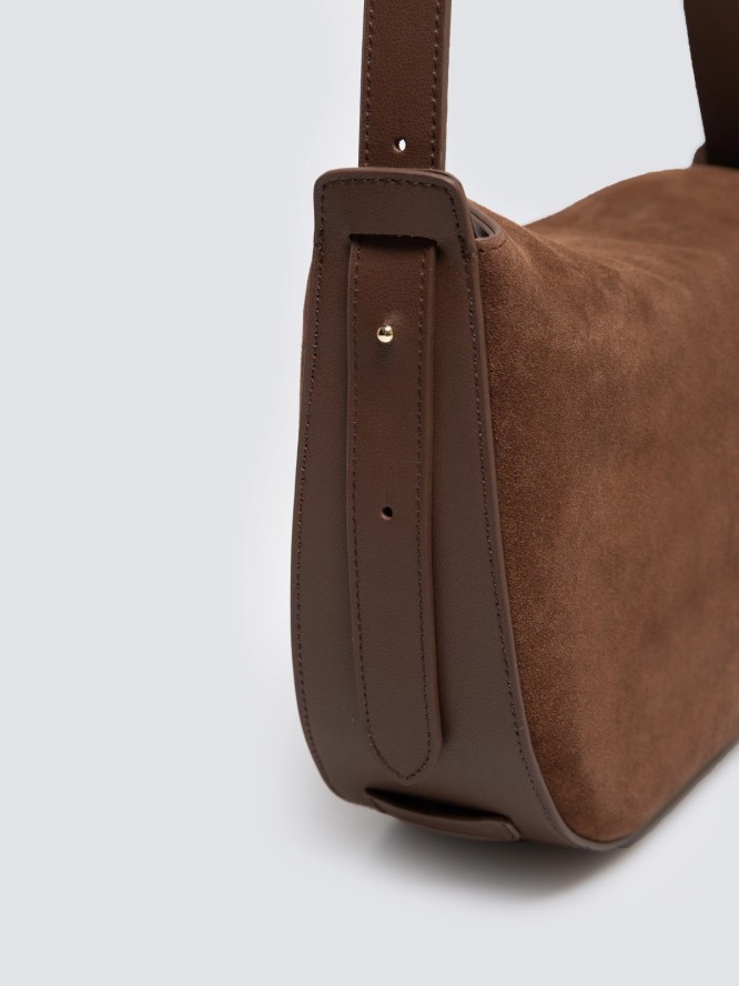 Torebka damska ze skóry naturalnej zamszowej brązowa Kosaka 804