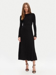 United Colors Of Benetton Sukienka dzianinowa 1QMKDV01W Czarny Regular Fit