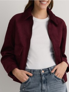 Krótka kurtka oversize - mahoniowy