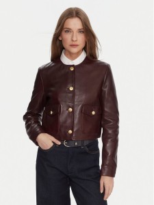 Tommy Hilfiger Kurtka skórzana WW0WW46861 Bordowy Regular Fit