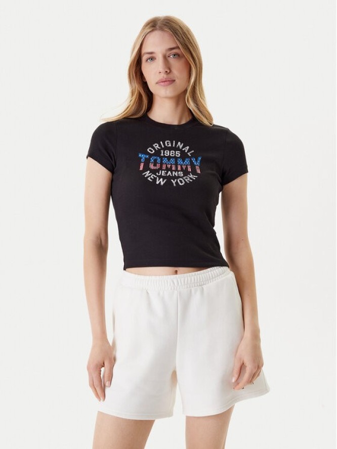 Tommy Jeans T-Shirt DW0DW21421 Czarny Slim Fit