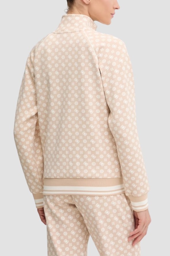 GUESS Beżowa rozpinana damska bluza w monogram Aggie, Rozmiar XS