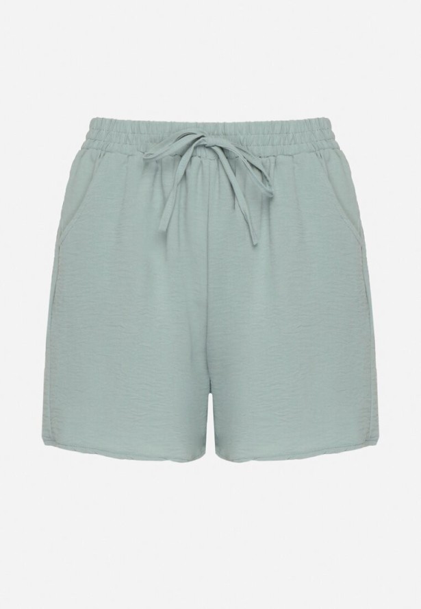 Zielone Szorty z Wysokim Stanem i Wiązaniem Lunadria