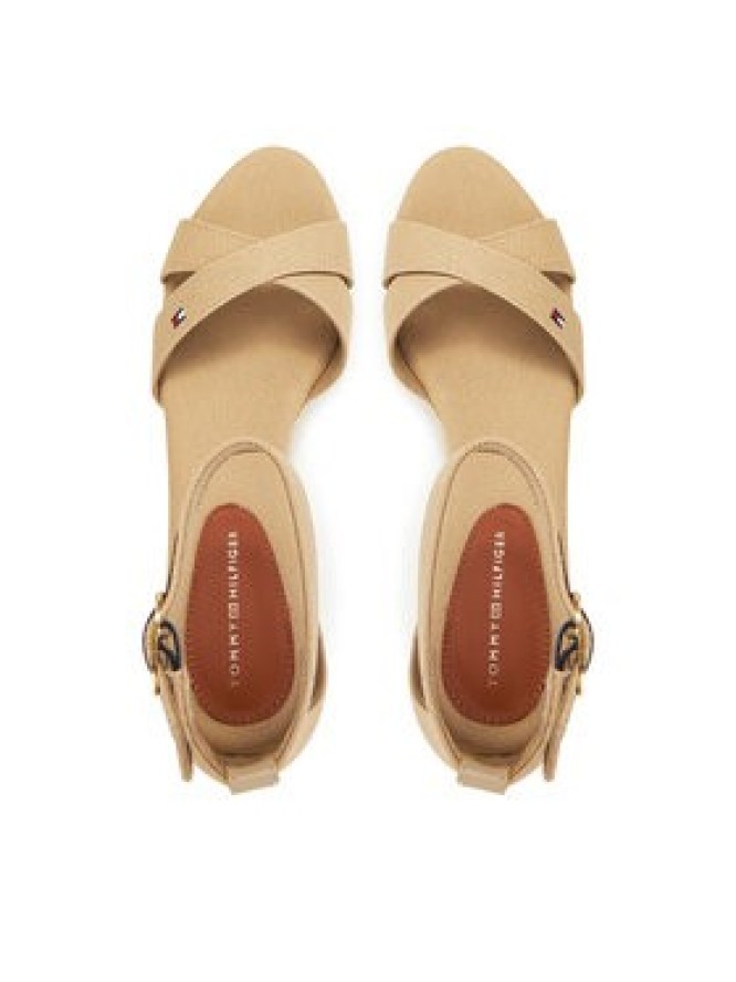 Tommy Hilfiger Espadryle Flag Criss-Cros Mid Wedge Espad FW0FW08481 Beżowy