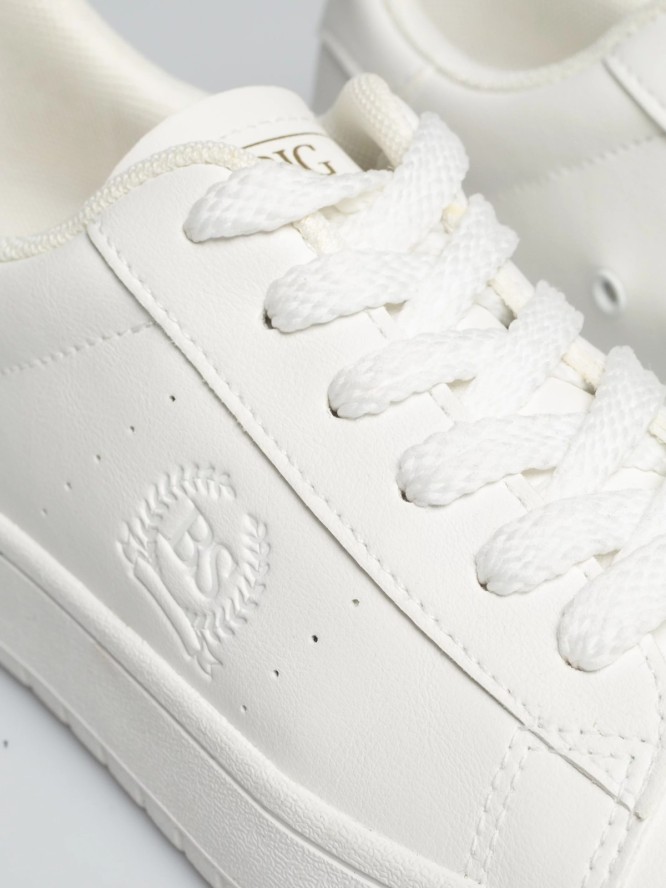 sneakersy damskie ze skóry ekologicznej białe nn274577 101