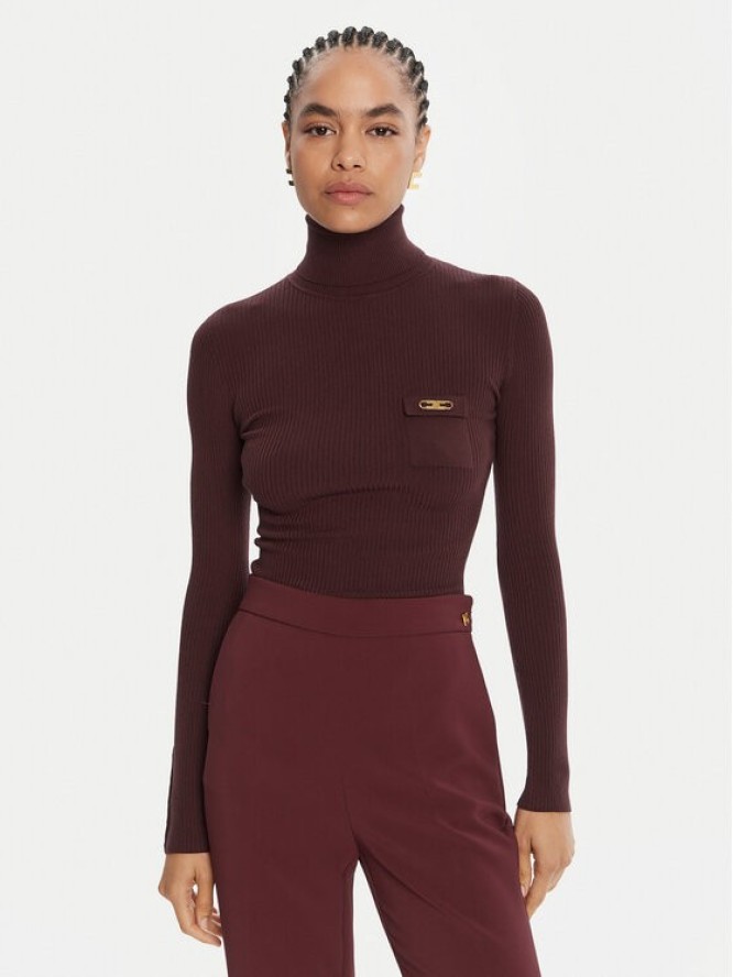 Elisabetta Franchi Golf MK-11B-56E2-V290 Bordowy Slim Fit