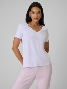 4F T-shirt regular z modalem damski - biały S