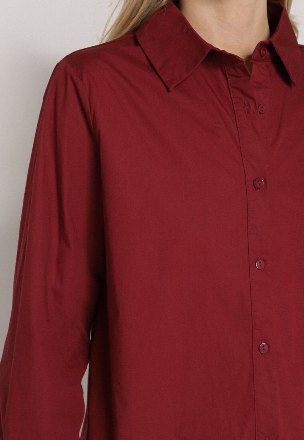 Bordowa Bawełniana Koszula o Klasycznym Kroju Liadovia