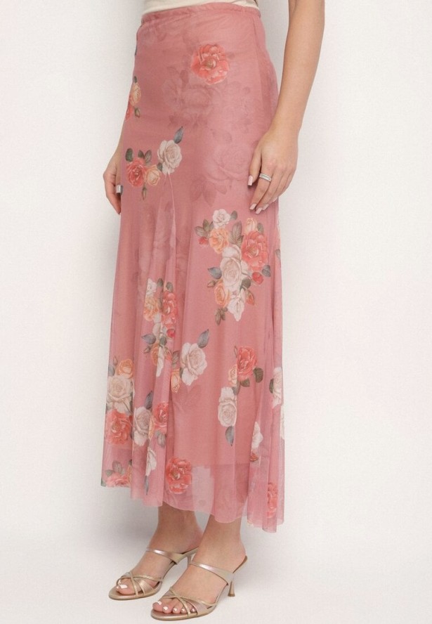 Różowa Spódnica Rozkloszowana w Kwiaty Efronira