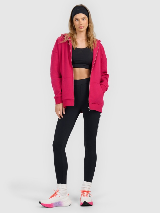 4F Bluza dresowa rozpinana z kapturem damska - różowa M